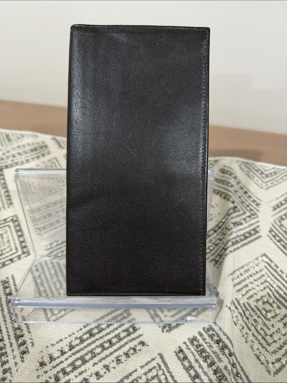 Christopher Hayes Men's Long Slim Bidfold Wallet in Dark Brown Leather